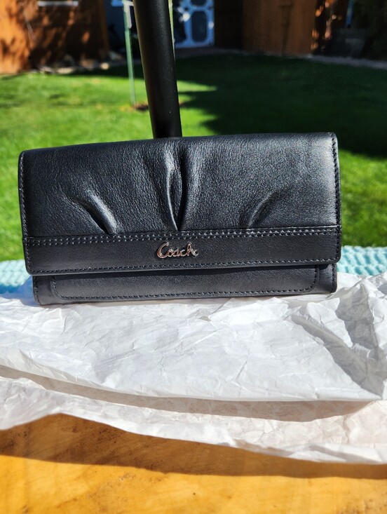 Coach Handbags - Coach Ashley Black Pleated Leather  Wallet
